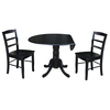 International Concepts 42 in. Dual Drop Leaf Table with 2 Ladder Back Dining Chairs - 3 Piece Dining Set K46-42DP-C2P